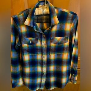 Gap + Pendleton Shirt Ombré Plaid Flannel Button up.